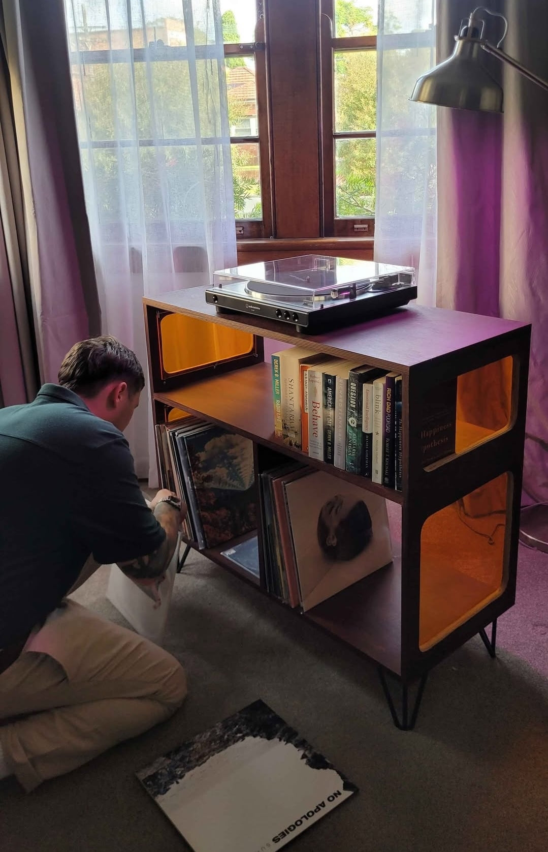 Amber Acrylic Vinyl Record Cabinet - Model 1